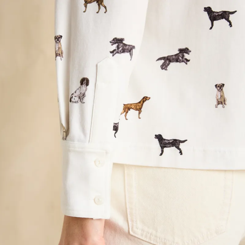 Joules Ladies Burlington Eleanor Tomlinson Jersey Shirt - Dogs Print-3