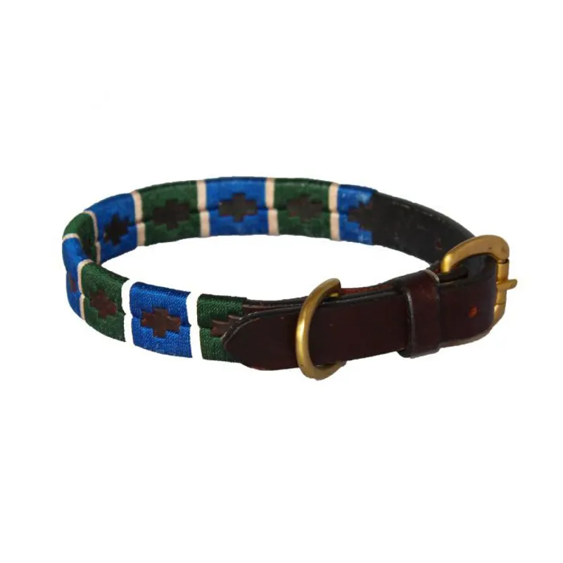 Chukka BR Polo Dog Collar - Navy/Green/Champagne