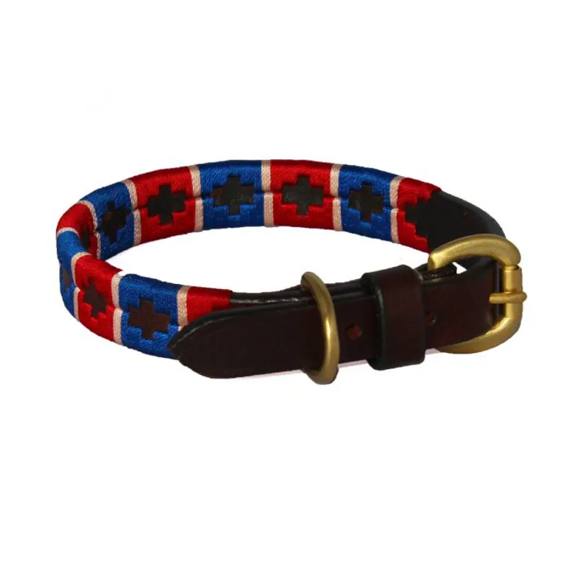 Chukka BR Polo Dog Collar - Red/ Navy/Champagne