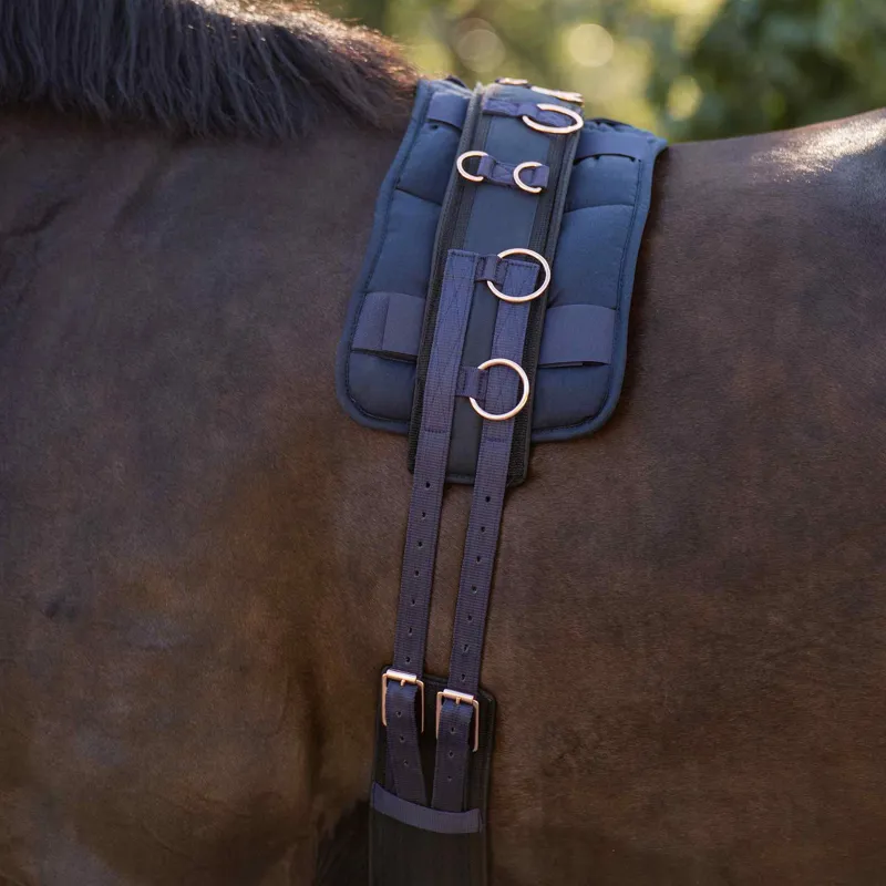 Imperial Riding Deluxe Extra Lunging Girth - Navy/Rose Gold-1