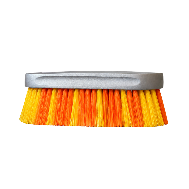Imperial Riding Hard Silver Back Brush - Neon Yellow/ Neon Coral