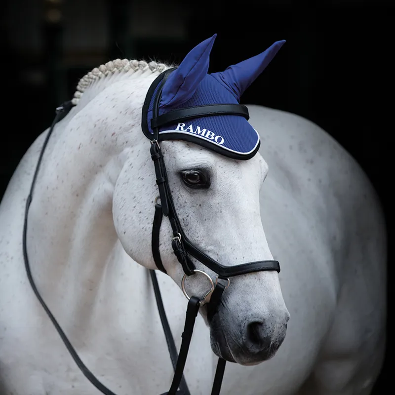 Horseware Rambo Air Tech Ear Net - Royal Blue/Silver/Black