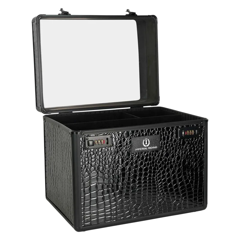 Imperial Riding IRHShiny Grooming Box - Black/Black Croco-1