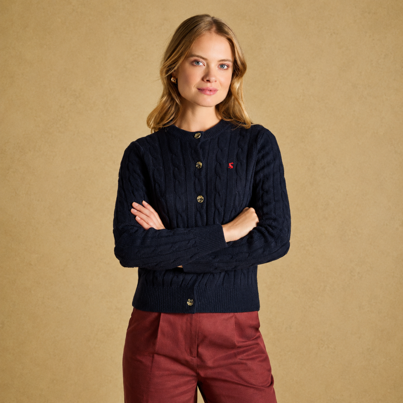 Joules Ladies Cable Cardigan - Navy