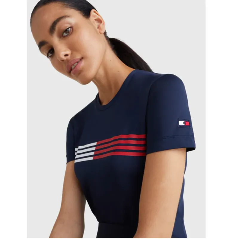 Tommy Hilfiger Ladies Eco Performance Short Sleeve T-Shirt - Desert Sky