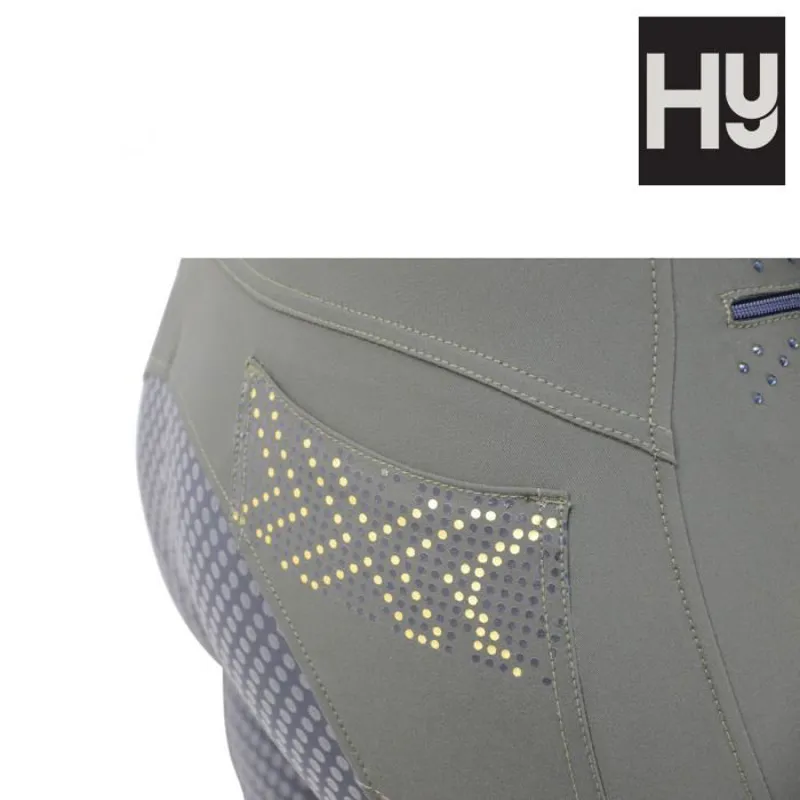 Hy Edinburgh Ladies Full Silicone Breeches - Green/Navy-2