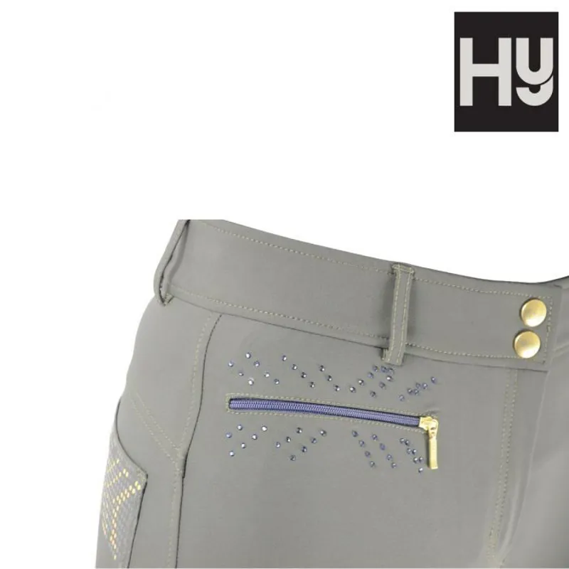 Hy Edinburgh Ladies Full Silicone Breeches - Green/Navy-1