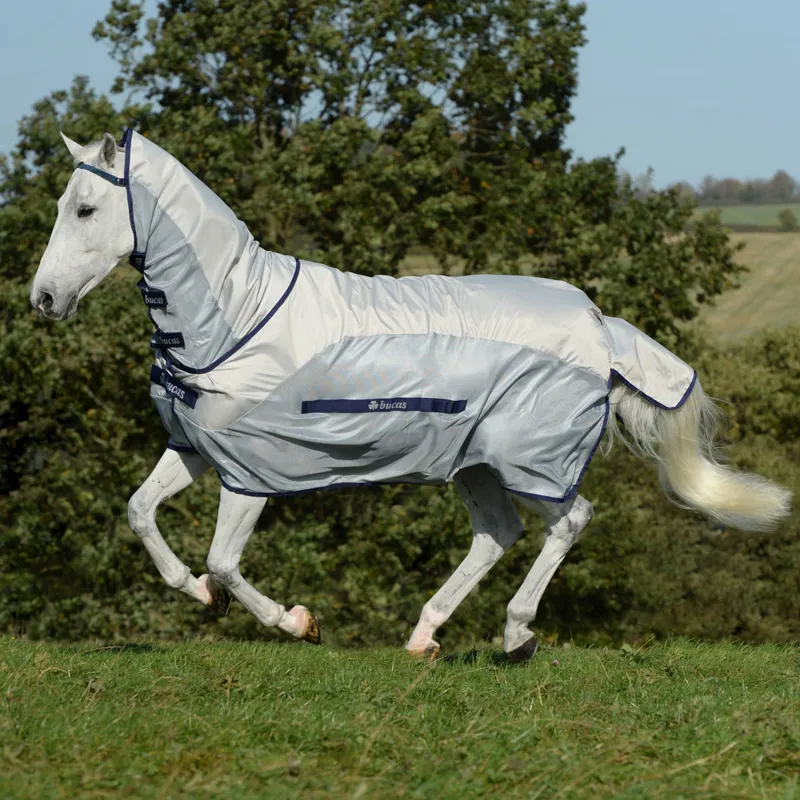 Bucas Buzz-Off Rain Full Neck Fly Rug - Silver/Blue