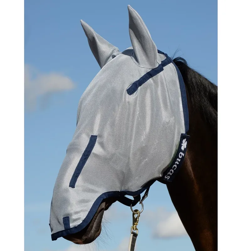 Bucas Buzz-Off Full Face Fly Mask - Silver/Blue 