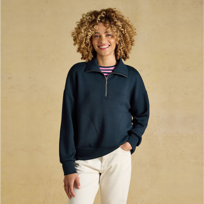 Joules Ladies Luxe Club Half Zip Sweater - Navy
