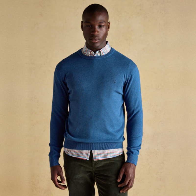 Joules Men's Hillside Crew Neck Knitted Jumper - Blue