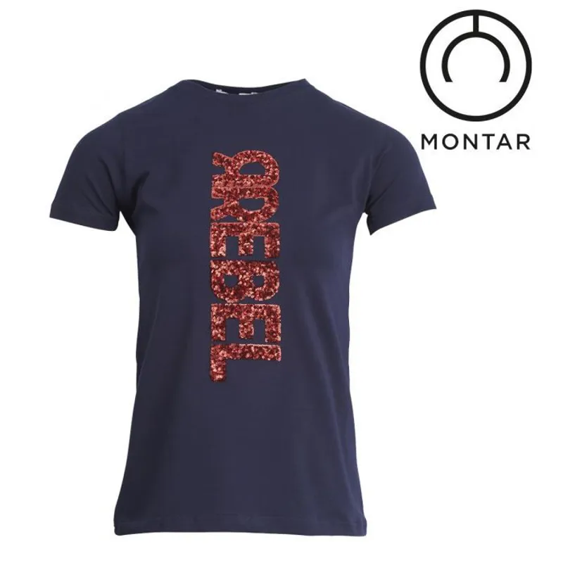 Montar Rebel Emilia Paillet Logo T-Shirt - Navy