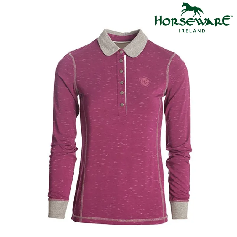 Horseware Enya Long Sleeve Tech Polo - Berry