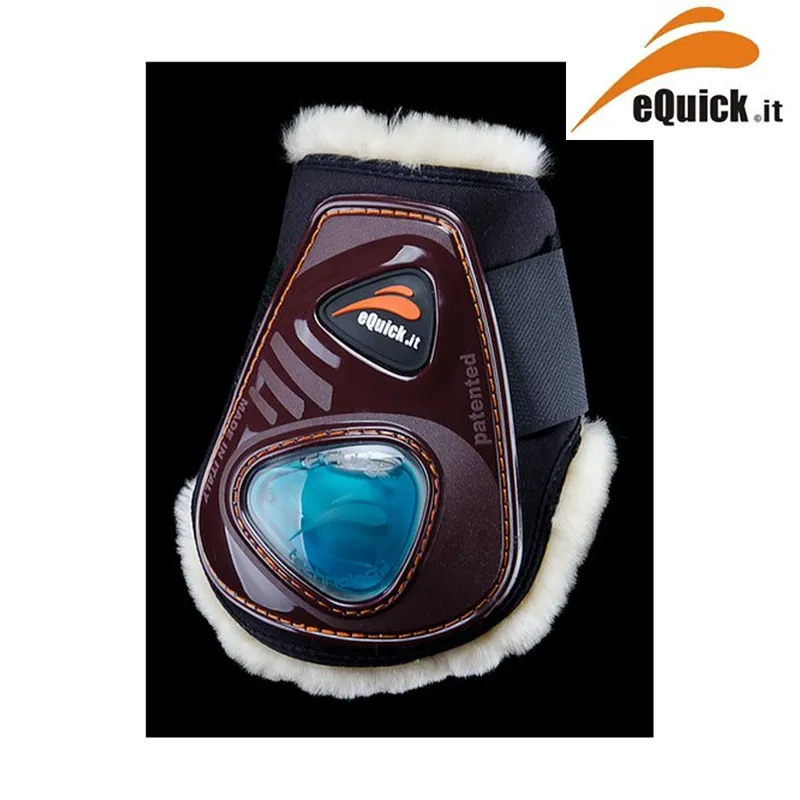 eQuick E Shock Rear Faux Lamb Wool Velcro Fetlock Boot - Black