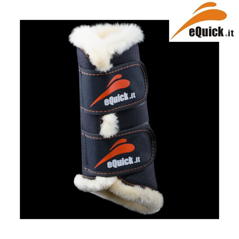 eQuick E Training Front Lamb Wool Tendon Boot - Black