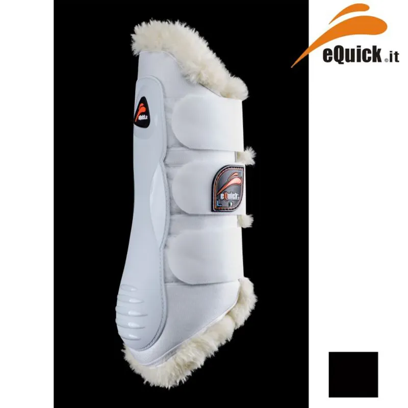 eQuick E KUR Luxury Rear Faux Lamb Wool Tendon Boots - Black