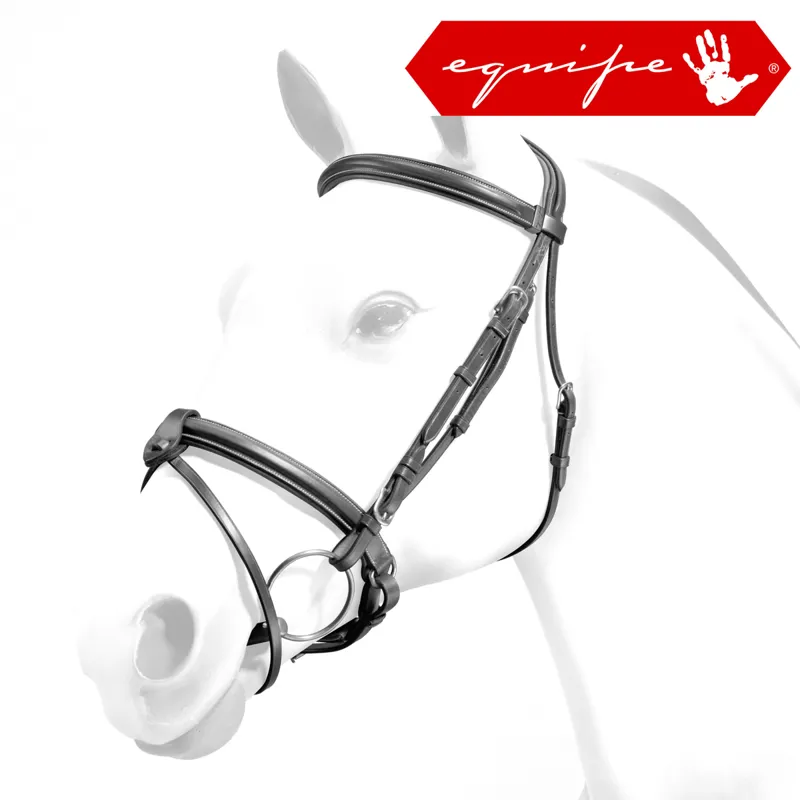Equipe Emporio Padded Bridle With Crank Nose Band and Detachable Flash - Black/Brass