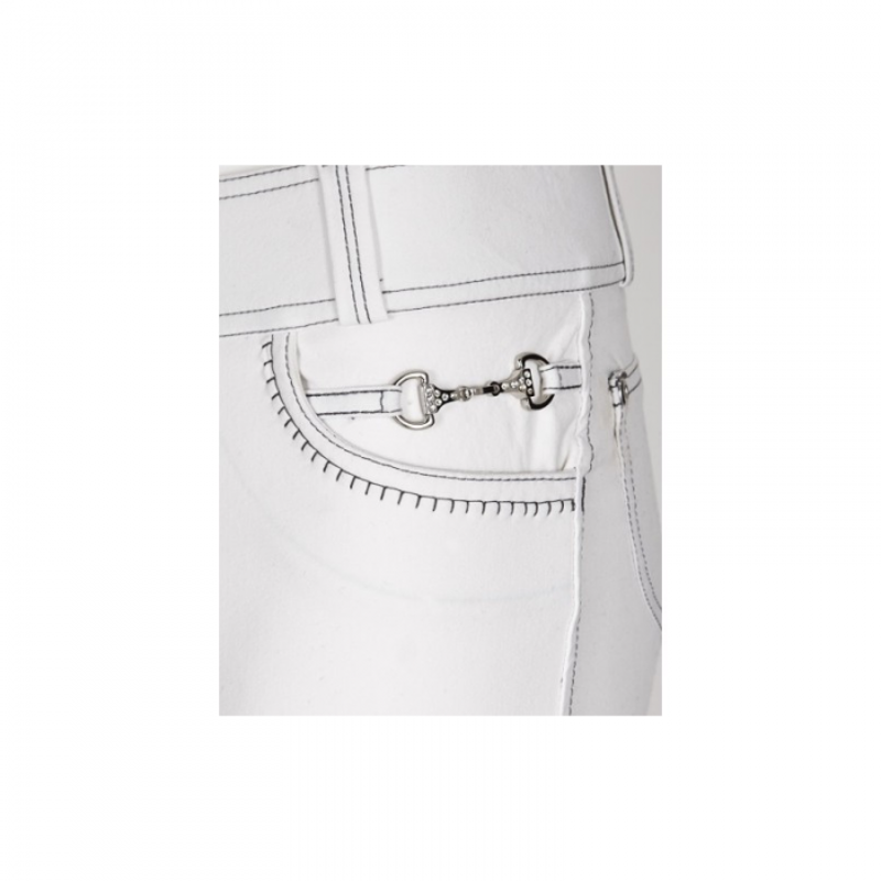 Esperado Sally Ladies Full Seat Breeches - White-1