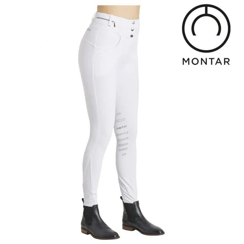 Montar Evelyn Zip in Waist Full Grip Breeches - White