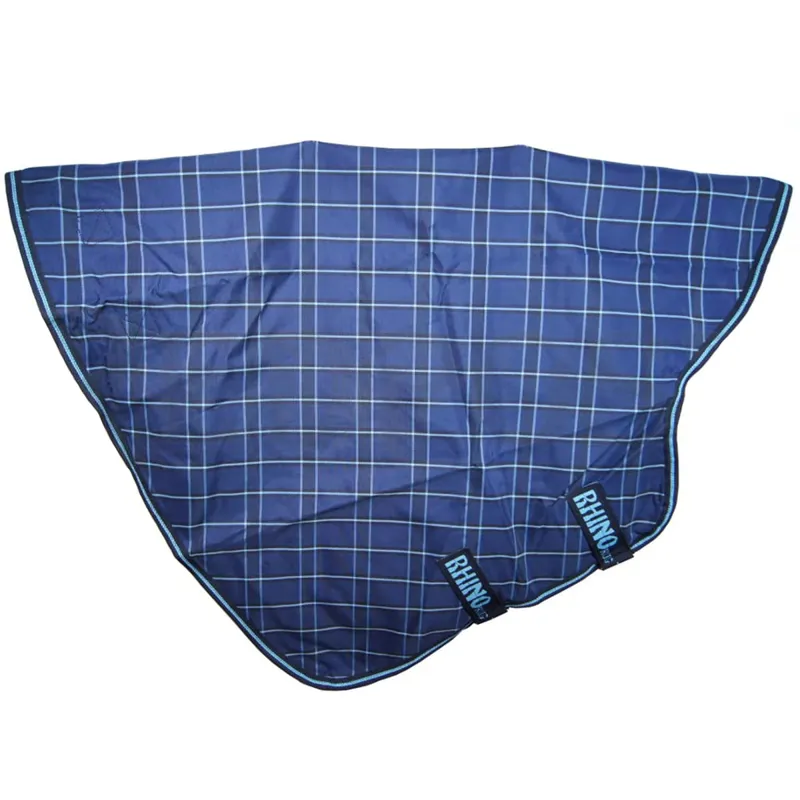 Horseware Rhino 0g Turnout Hood - Navy/Light Blue Check/Navy