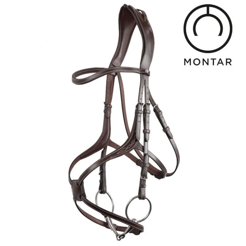Montar Lyon Fig 8 Jumping Eco Leather Bridle - Brown-3