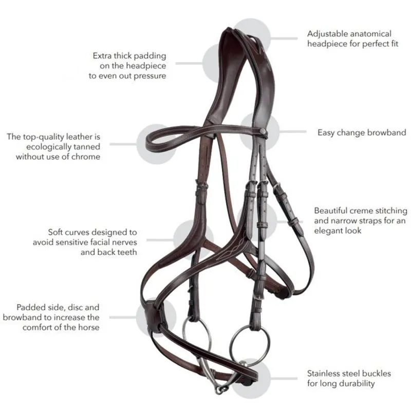 Montar Lyon Fig 8 Jumping Eco Leather Bridle - Brown-1