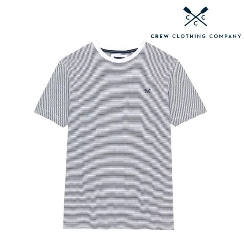 Crew Clothing Company Mens Fine Stripe Tee - Navy/White