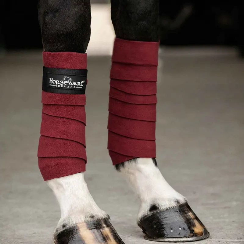Horseware Fleece Bandages - Pomegranate/Black 
