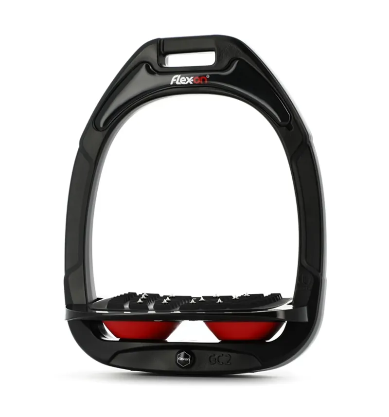 Flex-On Safe-On Junior Inclined Grip Stirrup - Black/Black/Red