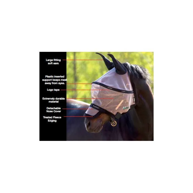 Horseware Rambo Fly Mask Plus Vamoose - Oatmeal/Black-1