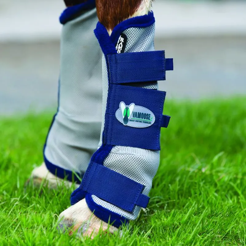 Horseware Rambo Airmesh Fly Boots with Vamoose - Silver/Navy