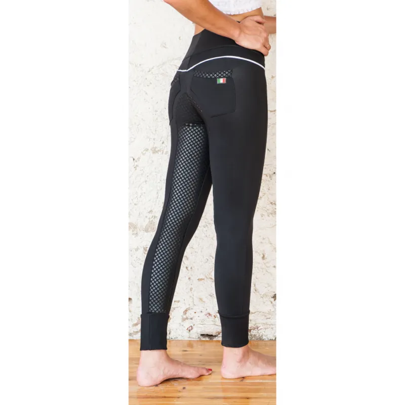 For Horses Ladies Ella Full Seat Pull On Breeches - Black-3