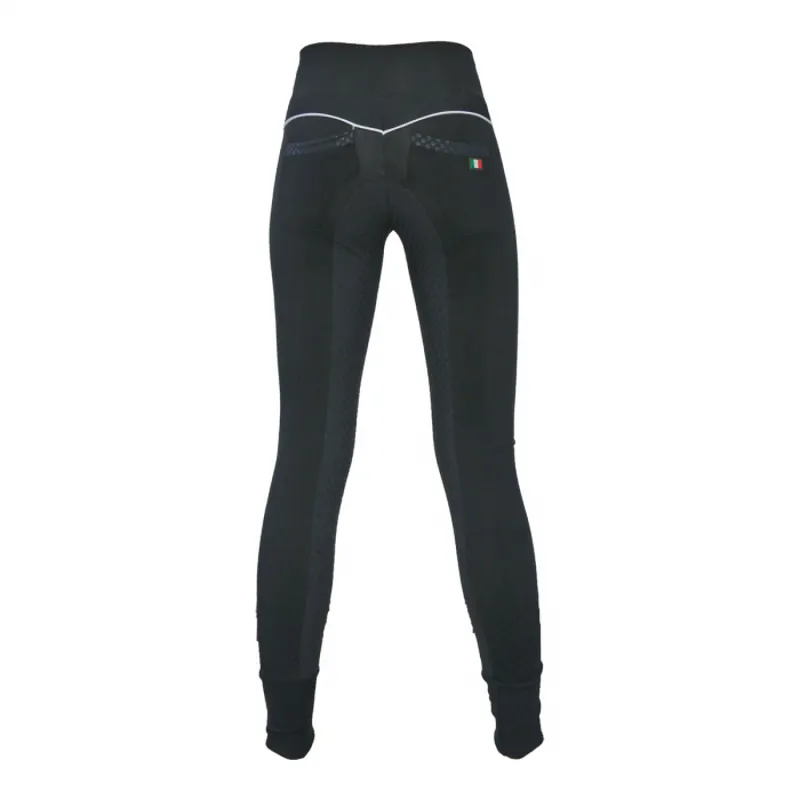 For Horses Ladies Ella Full Seat Pull On Breeches - Black-1
