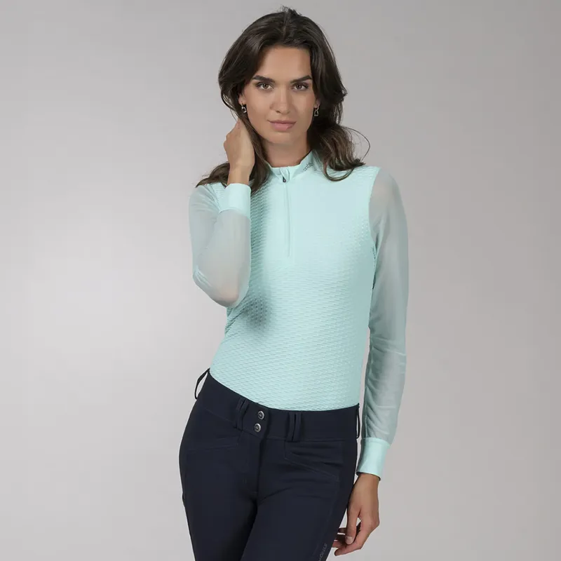 Schockemohle Ladies SPGianna Style Show Shirt - Aqua Sea-4