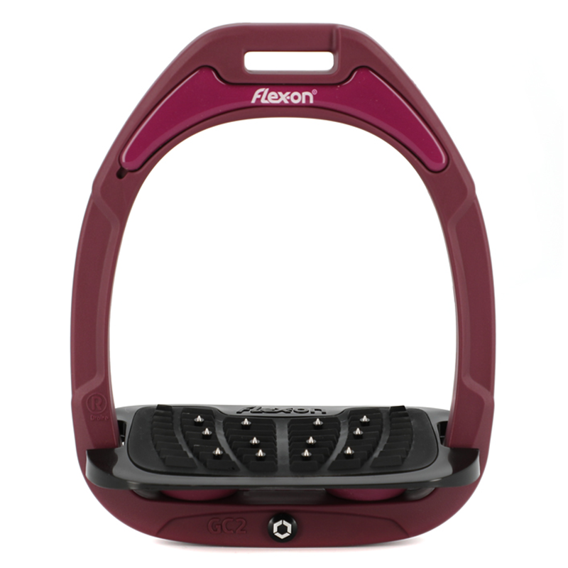 Flex-On Green Composite Stirrup - Inclined Ultra Grip - Plum Caspia/Black/Plum Caspia