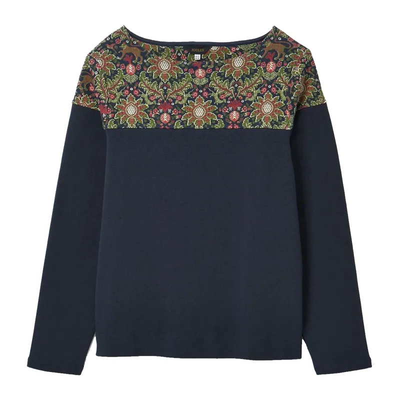 Joules Ladies New Harbour Boat Neck Breton Top - Navy Damask