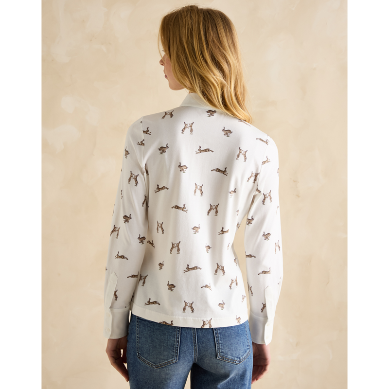 Joules Ladies Burlington Eleanor Tomlinson Jersey Shirt - Hare Print-2