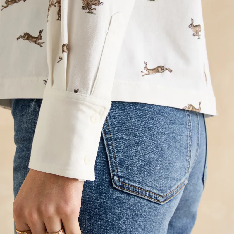 Joules Ladies Burlington Eleanor Tomlinson Jersey Shirt - Hare Print-3