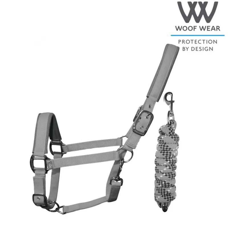 Woof Wear Headcollar and Leadrope - Brushed Steel