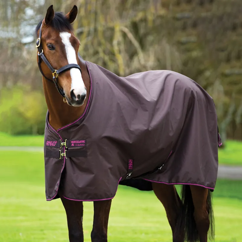 Amigo Hero 900 Lite Turnout Rug with Net Lining - Chocolate/Chocolate/Raspberry