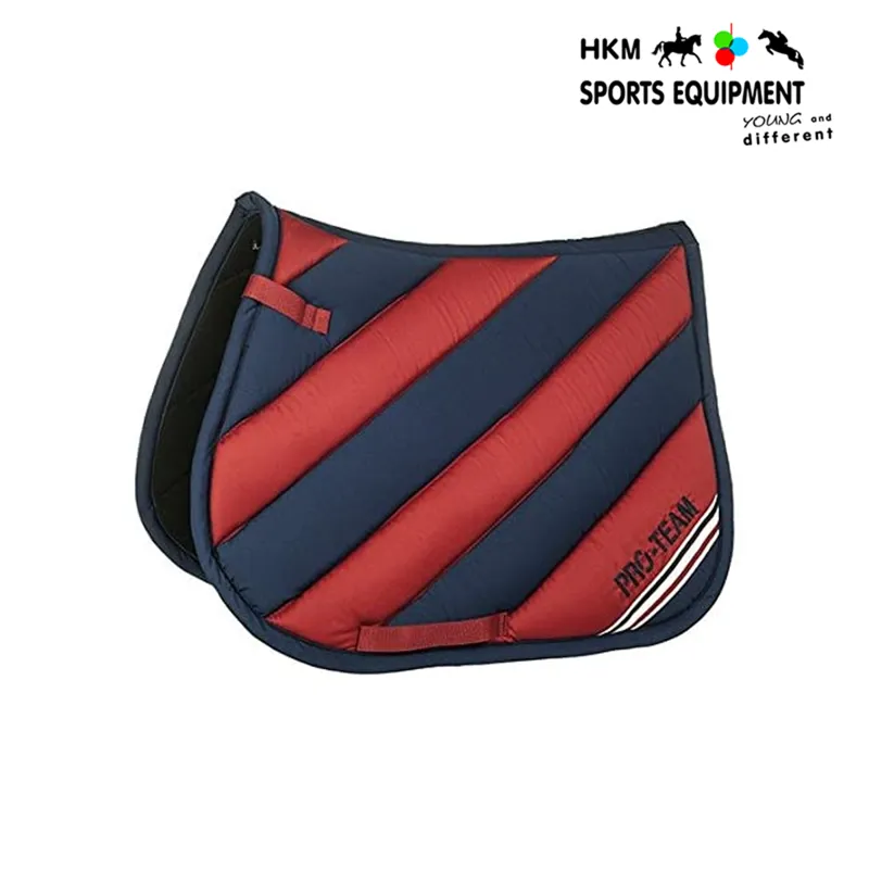 HKM Boston Stripe Saddlecloth - Middle Blue/Dark Red