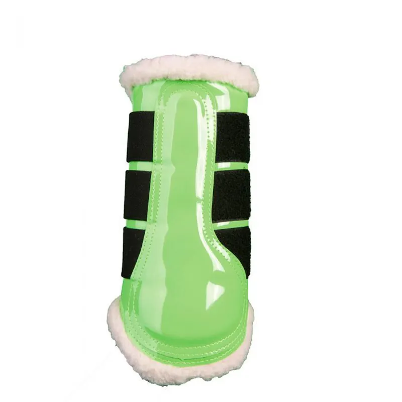 HKM Comfort Patent Brushing Boots - Neon Green-1