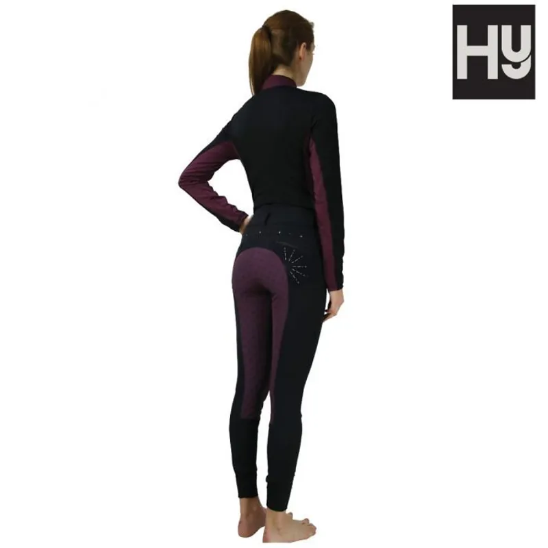 Hy Equestrian Knightsbridge Long Sleeved Sports Shirt - Black/Fig