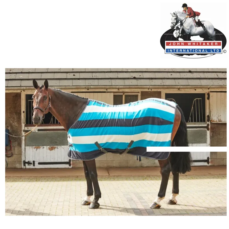 John Whitaker Holywell V2 Stripe Fleece Cooler Rug -Aqua/Grey/Blue
