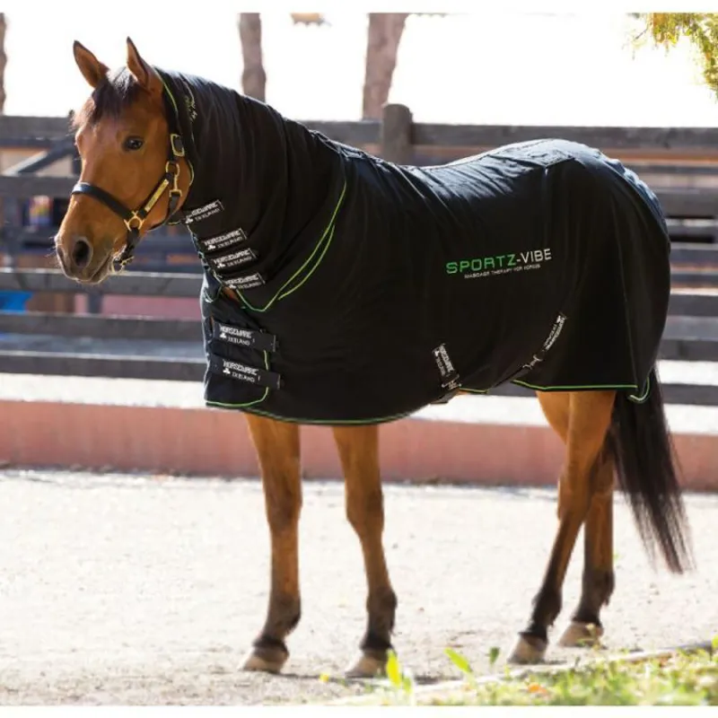 Horseware Sportz-Vibe Massage Therapy Horse Rug - Black/Black/Green-1