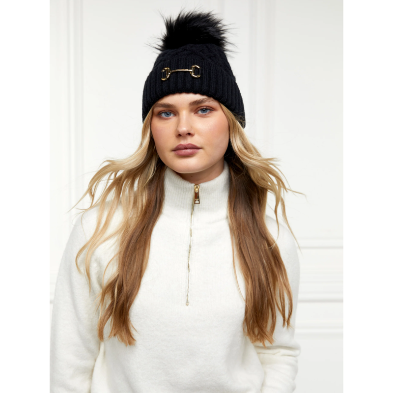 Holland Cooper Horse Bit Bobble Hat - Black-1