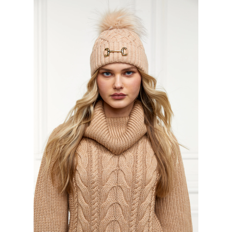 Holland Cooper Horse Bit Bobble Hat - Camel-1