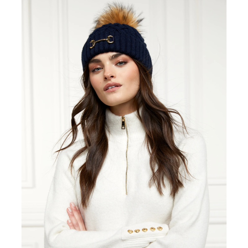 Holland Cooper Horse Bit Bobble Hat - Ink Navy-1