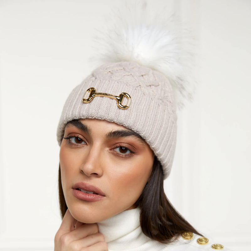 Holland Cooper Horse Bit Bobble Hat - Taupe-1
