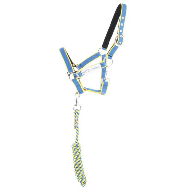 Amigo Headcollar and Leadrope Set - Blue/Blue/Yellow